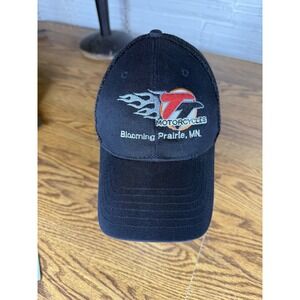 Blooming Prairie Motorcycles Hat Cap‎ Strap Back Black Mesh Trucker Mens